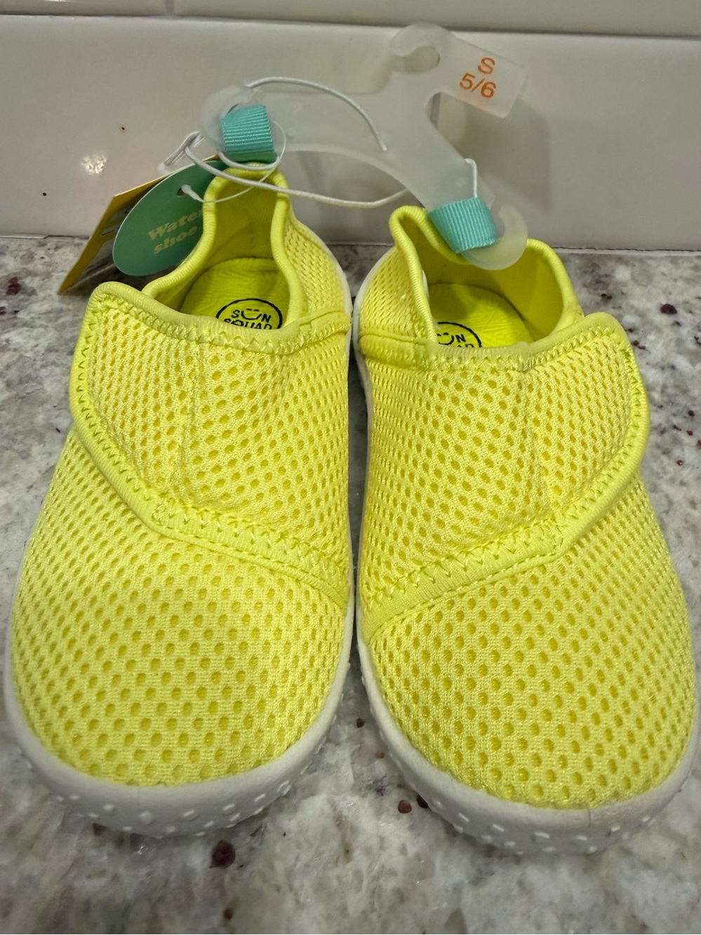 ☀️SUMMER SALE ☀️Sun Squad Kids' Yellow Mesh Water Shoes - Slip-On Comfort Size S
